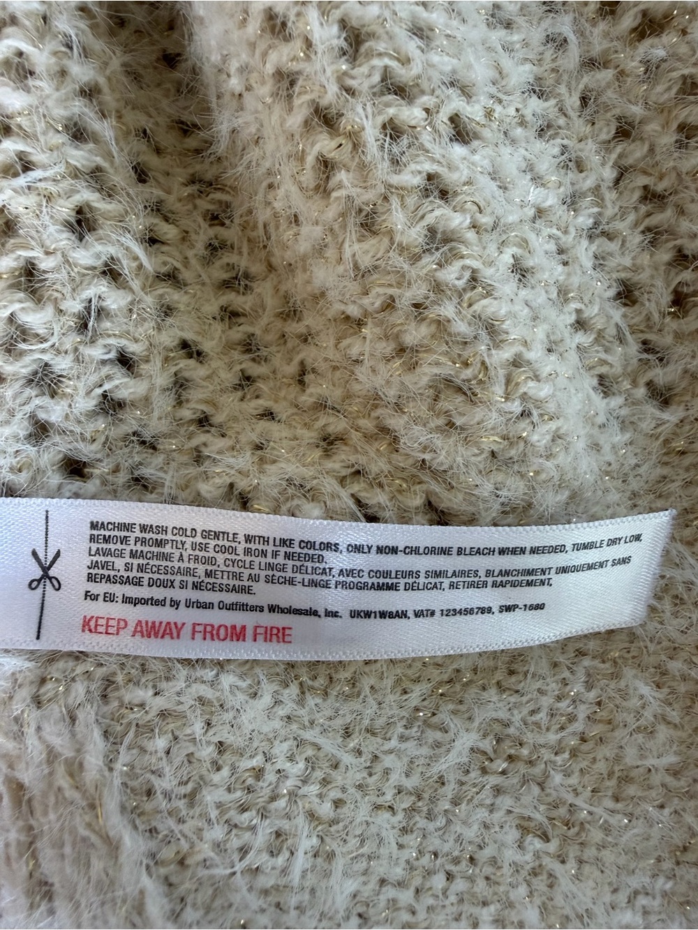 Anthropologie Everything in Love Turtleneck Knit Poncho Cape Cream Metallic - Picture 5 of 13